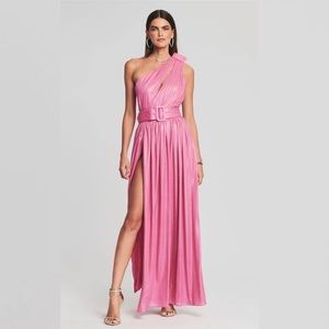 New Retrofete One Shoulder Belted Andrea Dress Pink M